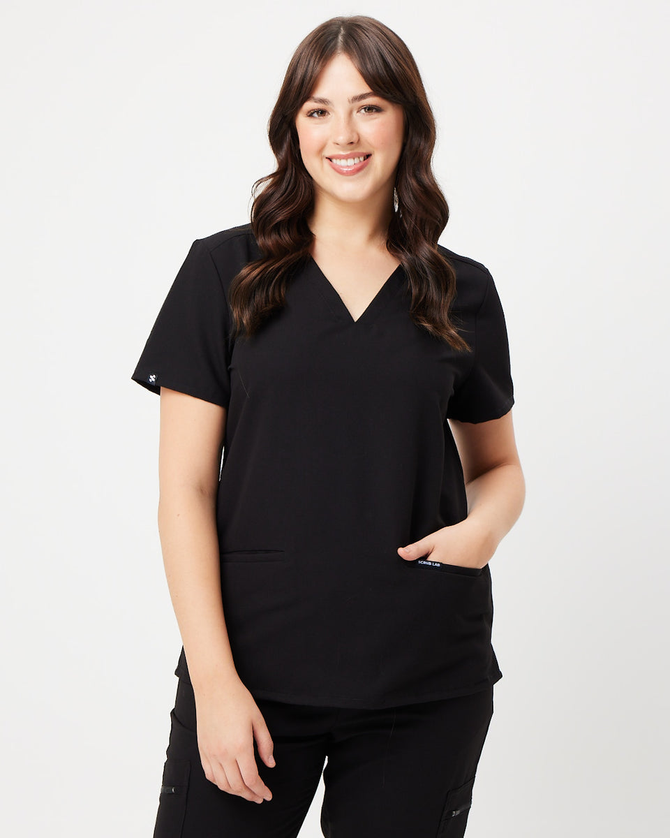 ELIZABETH Black Two Pocket Scrub Top – Scrub Lab - Premium Medical Apparel