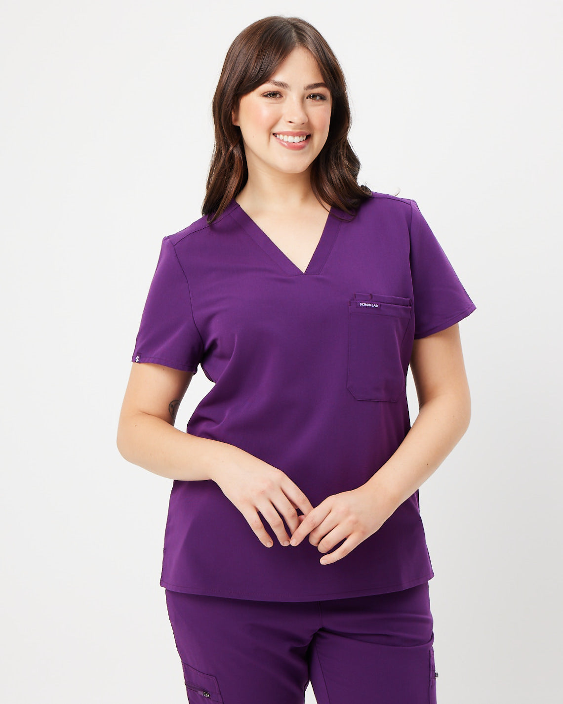 aubergine women's scrub top