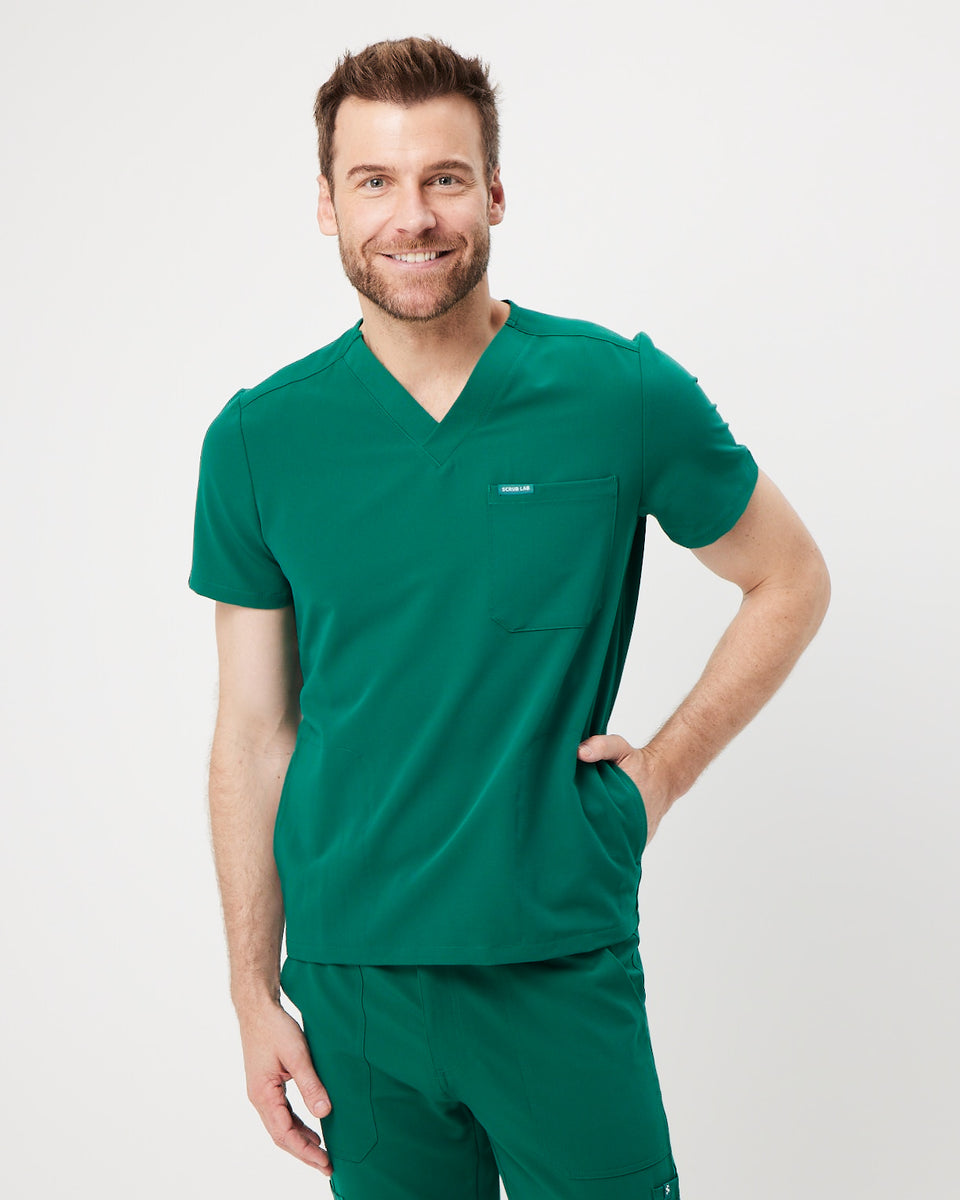 IAN Hunter Green Three Pocket Scrub Top Scrub Lab Premium Medical