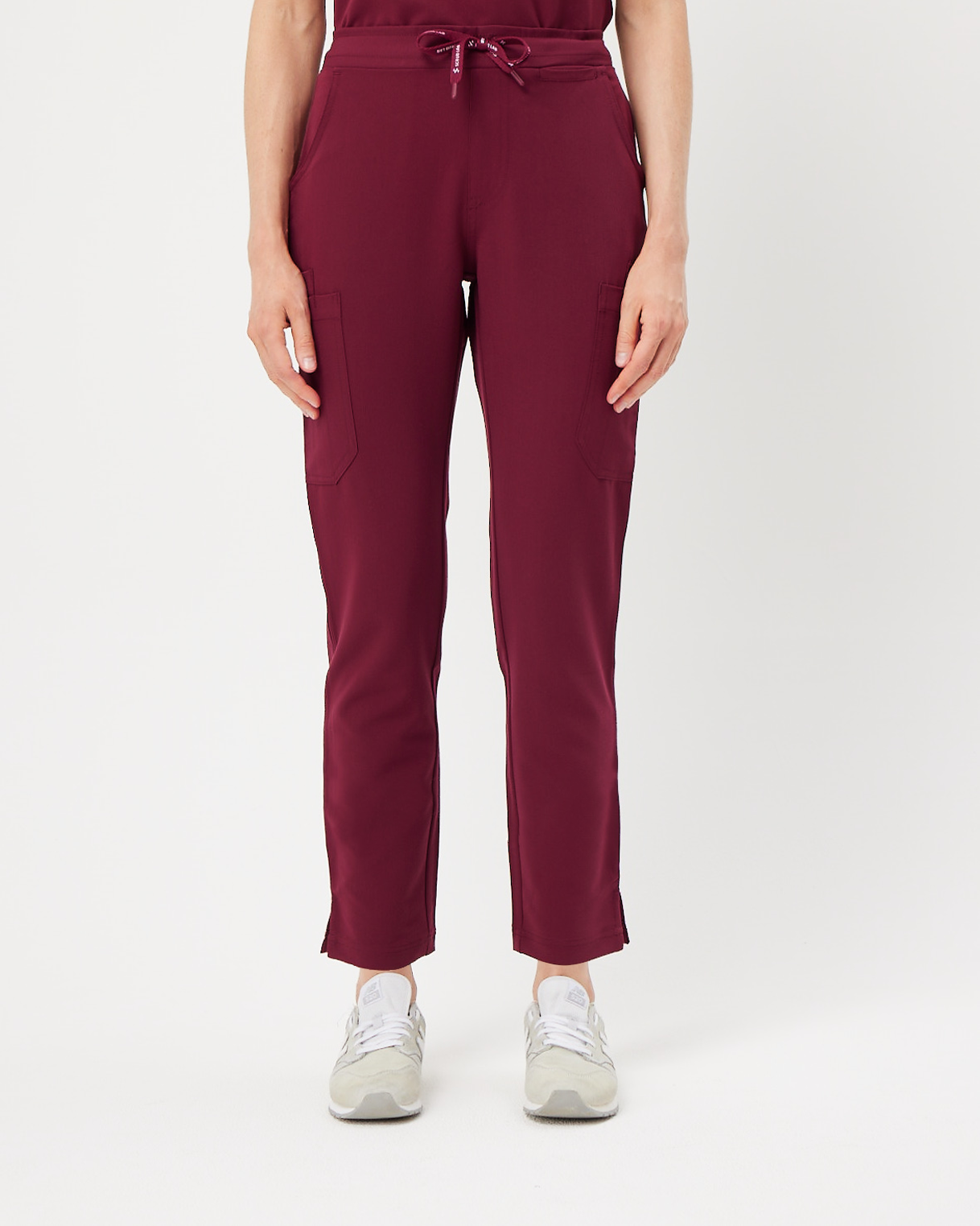 maroon skinny leg women's scrub pants