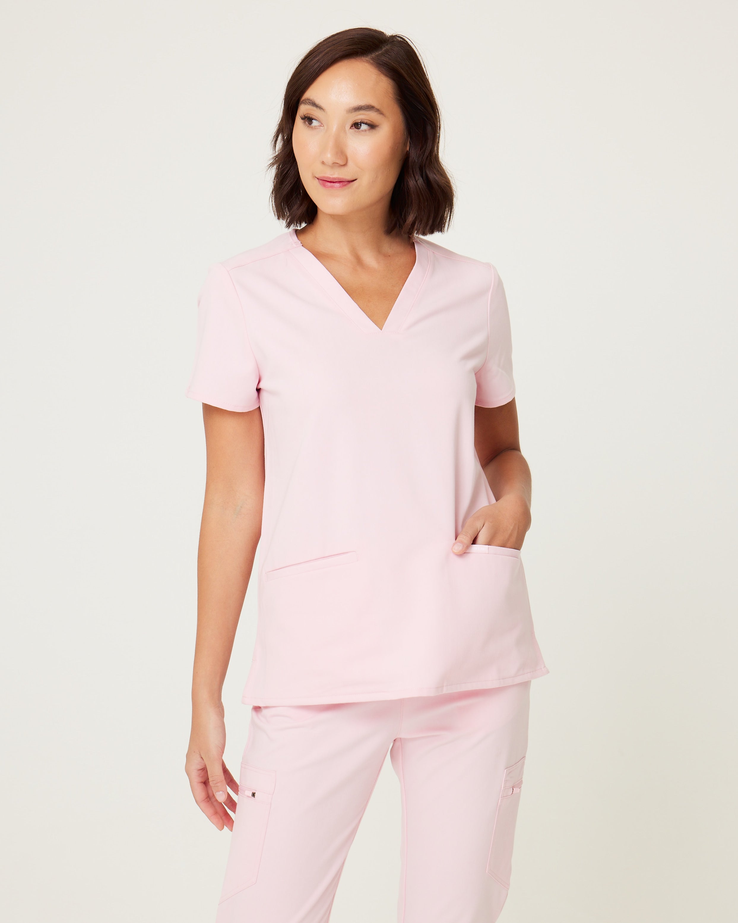 pink women's scrub top
