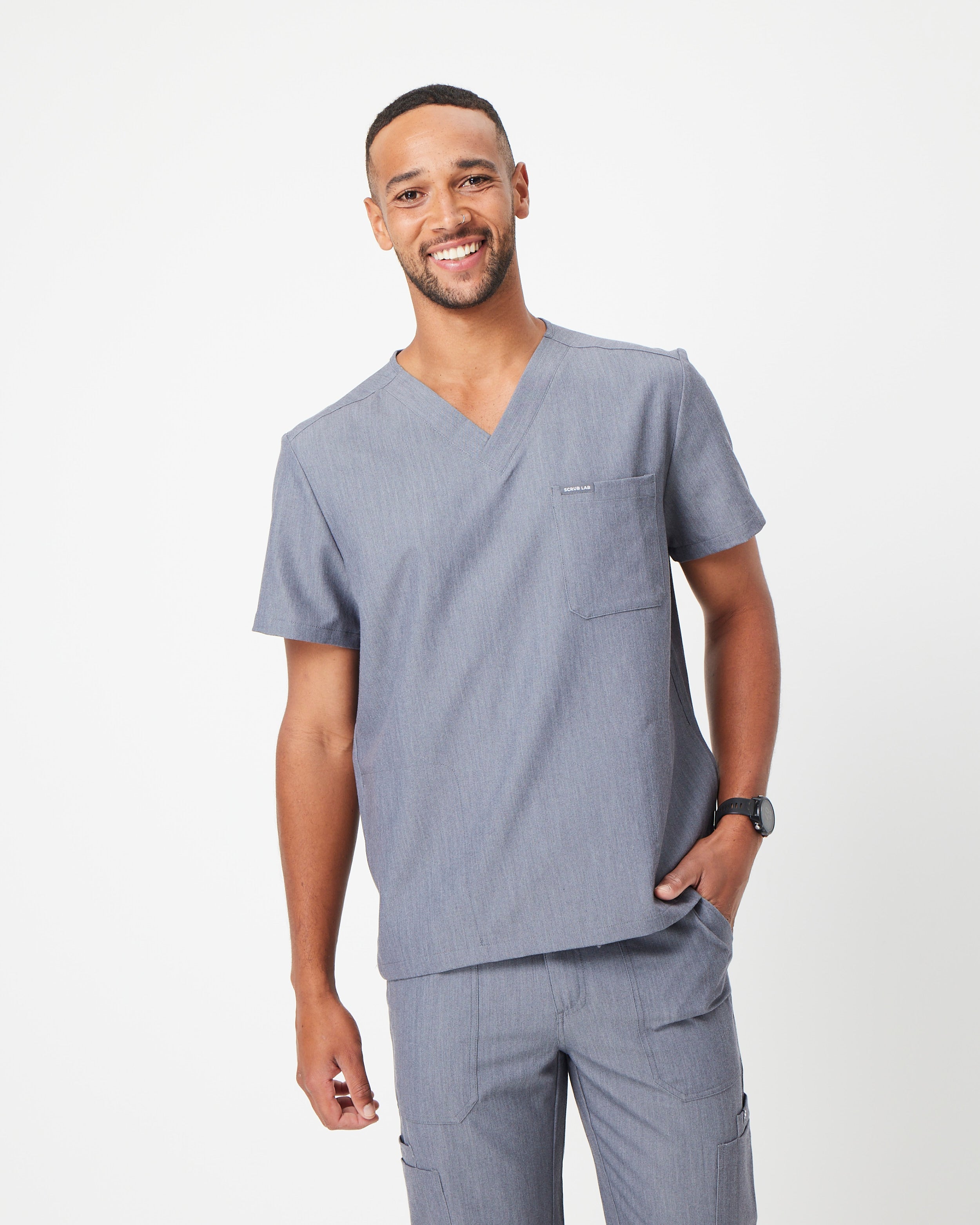 grey men's scrub top