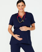 navy women's maternity scrub top