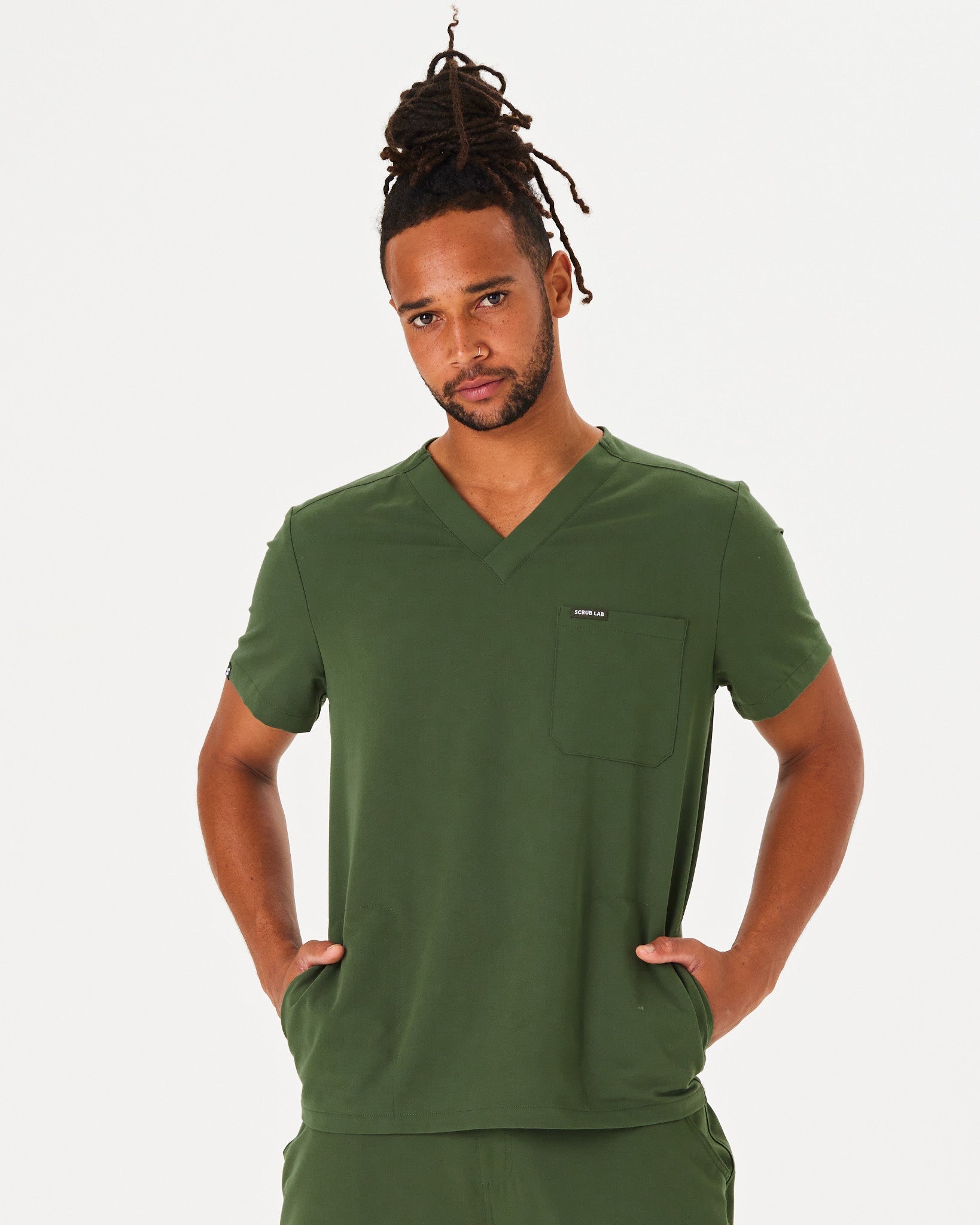 khaki men's scrub top