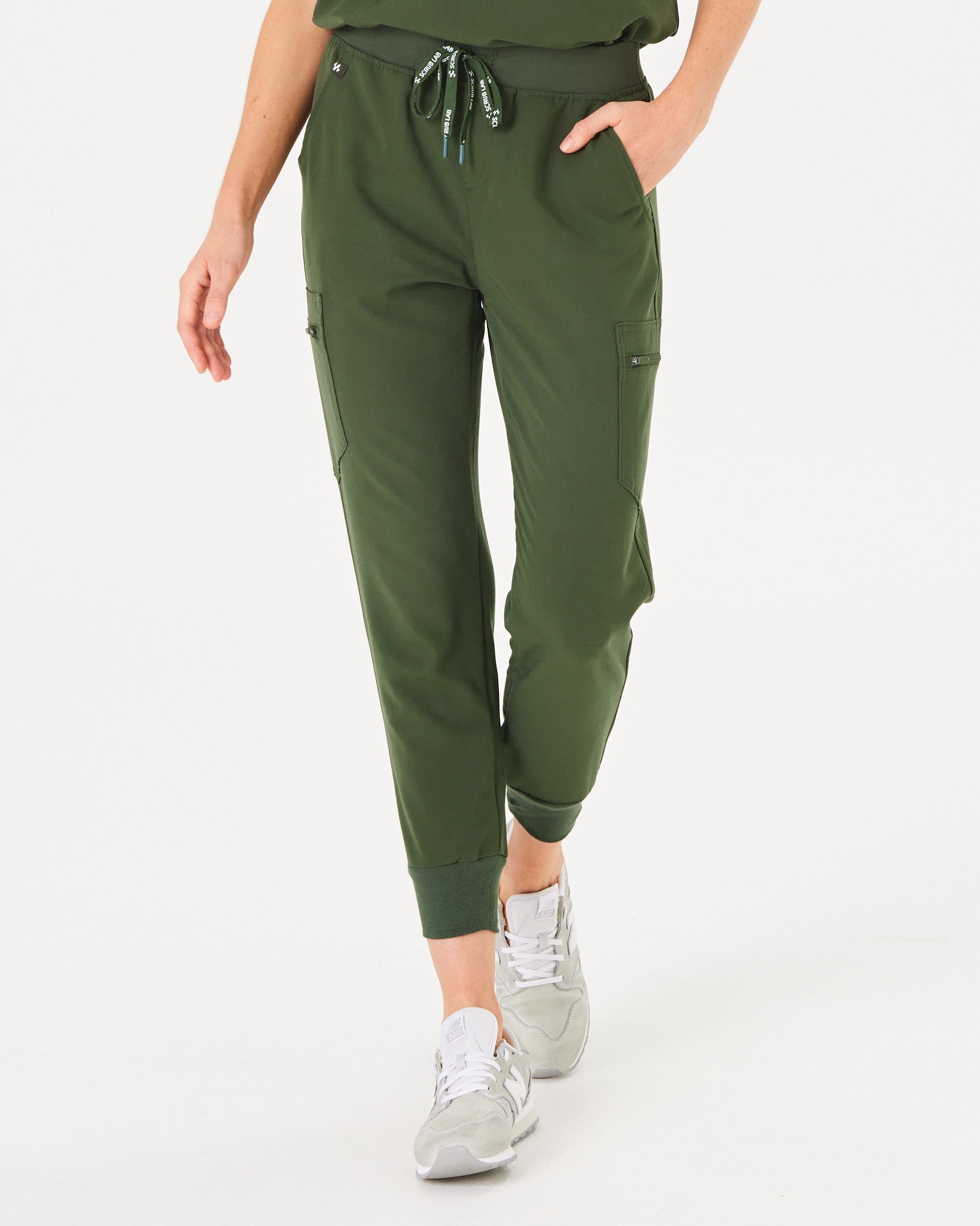 khaki women's jogger scrub pants