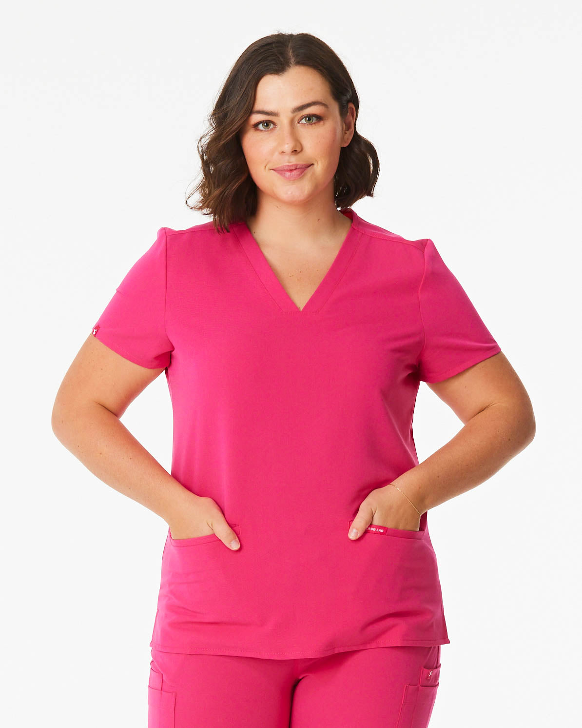 pink women's scrub top