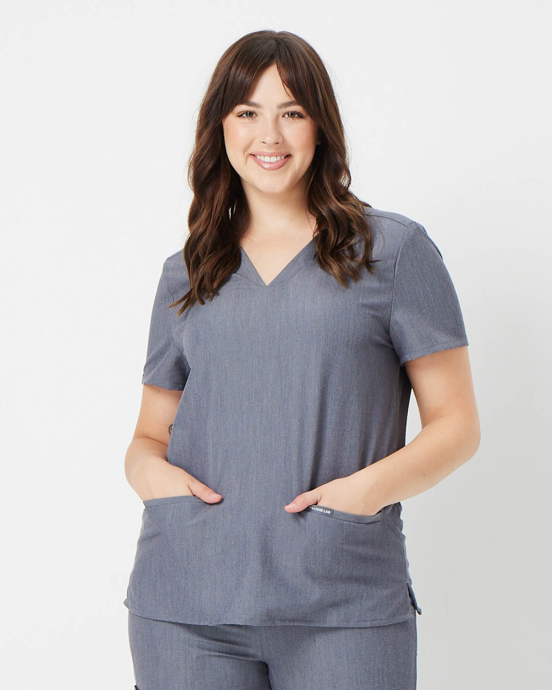 grey women's scrub top