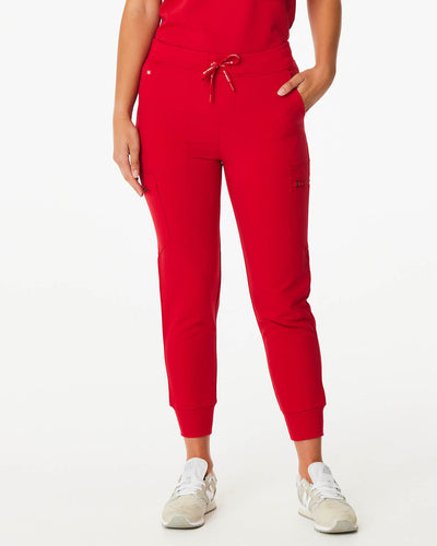red women's jogger scrub pants