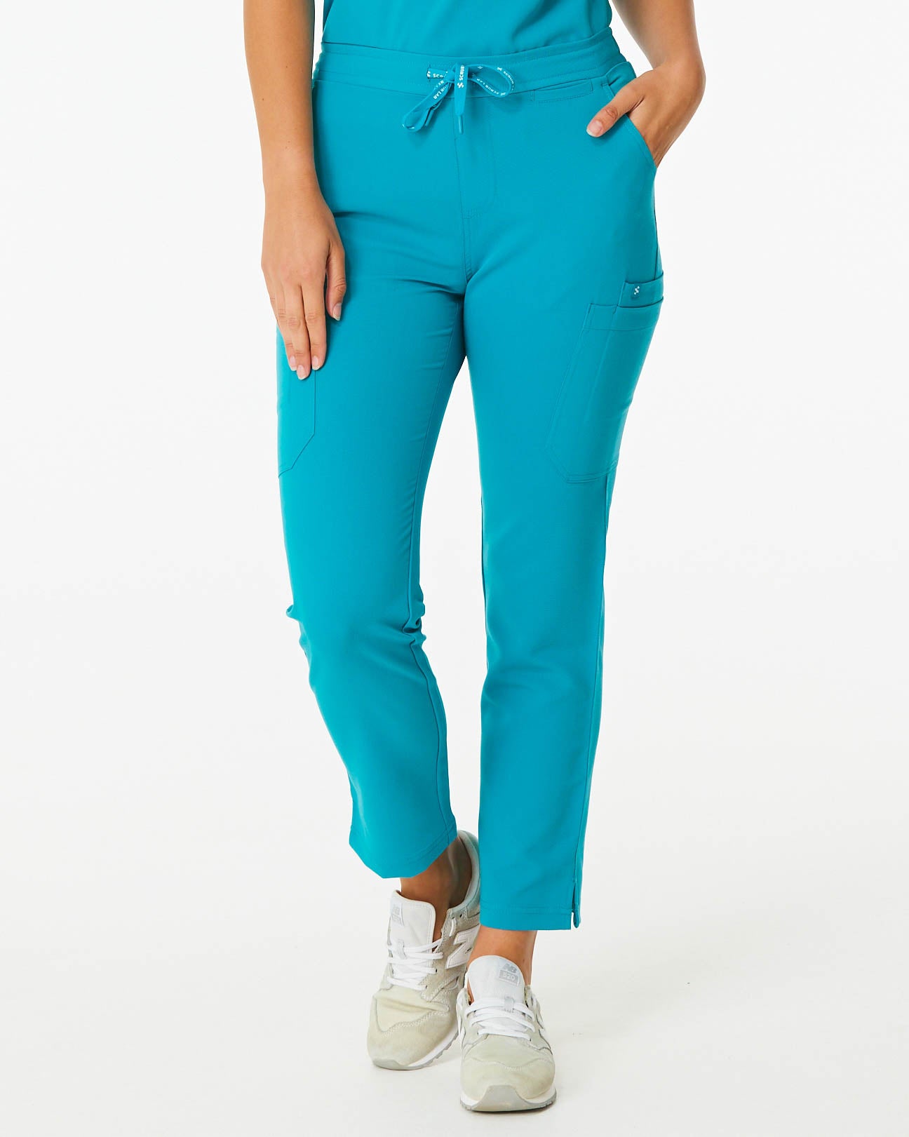 teal skinny leg women's scrub pants