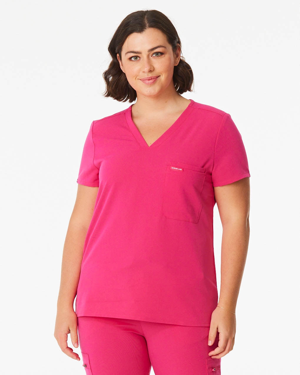pink women's scrub top