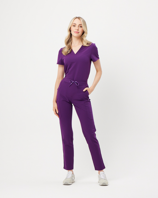 CLARISSA Skinny Leg Scrub Pants - Aubergine | SLTECH™