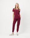 FLORENCE Three Chest Pocket Scrub Top - Maroon | SLTECH™