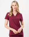 maroon women's scrub top