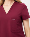 FLORENCE Three Chest Pocket Scrub Top - Maroon | SLTECH™