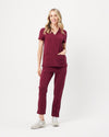 ELIZABETH Two Pocket Scrub Top - Maroon | SLTECH™