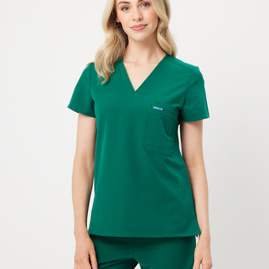 hunter green women's scrub top