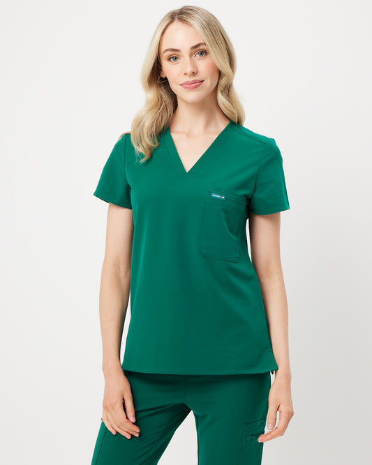 hunter green women's scrub top
