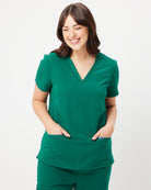 hunter green women's scrub top