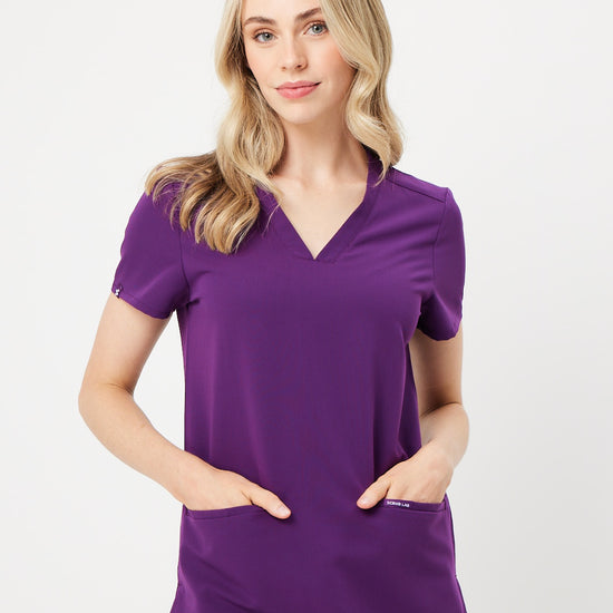 aubergine women's scrub top