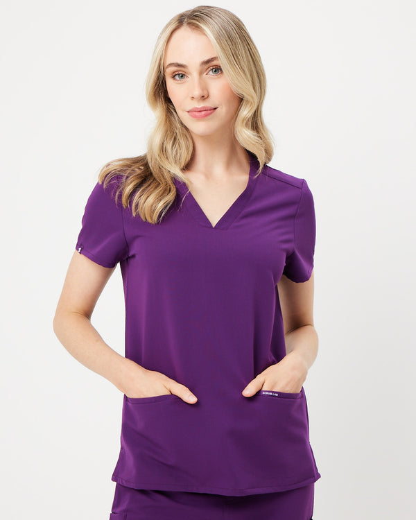 ELIZABETH Two Pocket Scrub Top - Aubergine | SLTECH™