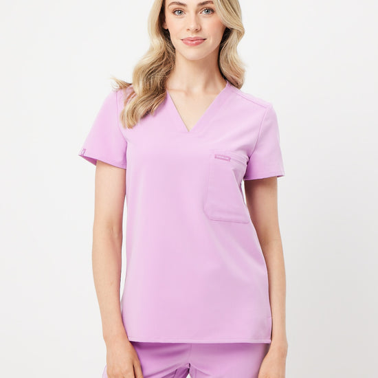 lavender women's scrub top