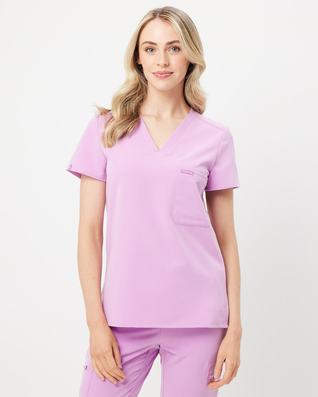 lavender women's scrub top