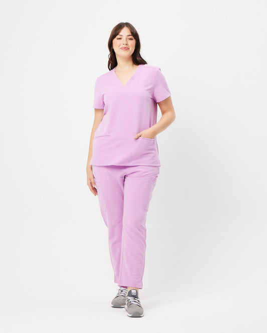 ELIZABETH Two Pocket Scrub Top - Lavender Haze | SLTECH™