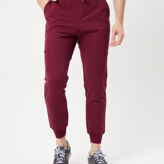 maroon men's jogger scrub pants