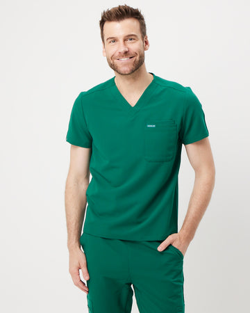 WEARY Three Chest Pocket Scrub Top - Hunter Green | SLTECH™