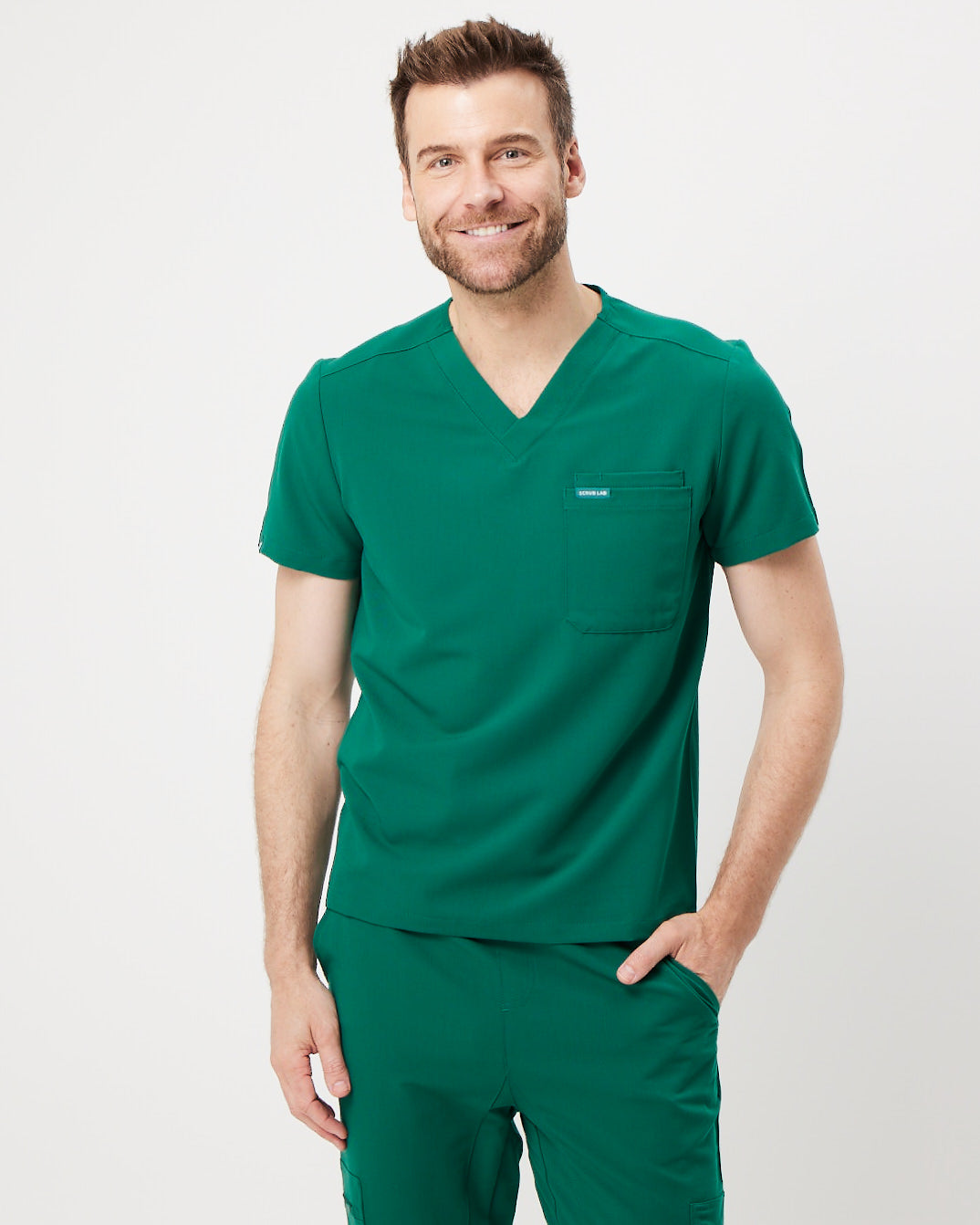 WEARY Hunter Green Three Pocket Scrub Top Scrub Lab Premium Medical Apparel
