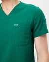 WEARY Three Chest Pocket Scrub Top - Hunter Green | SLTECH™