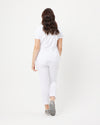 MARTHA Slim Cropped Scrub Pants - Pure White - CLEARANCE
