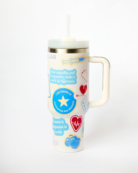 White 40oz Jumbo Sippy Cup - Nurse Edition