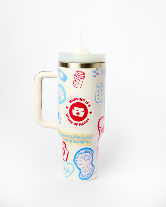 White 40oz Jumbo Sippy Cup - Nurse Edition