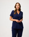 FLORENCE Three Chest Pocket Scrub Top - Navy | SLTECH™