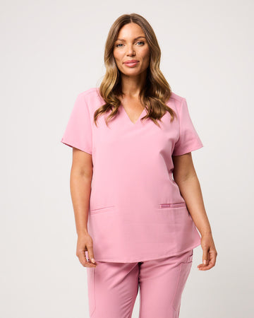 ELIZABETH Two Pocket Scrub Top (Original SLTECH™ fabric) - Picasso Pink