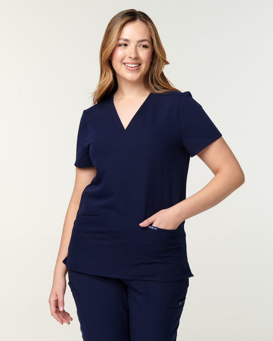 ELIZABETH Two Pocket Scrub Top - Navy | SLTECH™
