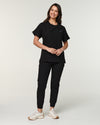 FIONA Crew Neck Scrub Top - Black | SLTECH™