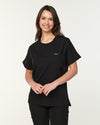 FIONA Crew Neck Scrub Top - Black | SLTECH™