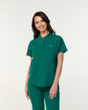 MABEL Mandarin Collar Scrub Top - Hunter Green | SLTECH™