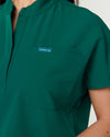 MABEL Mandarin Collar Scrub Top - Hunter Green | SLTECH™