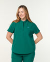 MABEL Mandarin Collar Scrub Top - Hunter Green | SLTECH™