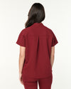 MABEL Mandarin Collar Scrub Top - Maroon | SLTECH™