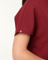 MABEL Mandarin Collar Scrub Top - Maroon | SLTECH™
