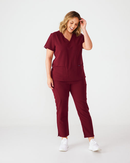 ELIZABETH Two Pocket Scrub Top - Maroon | SLTECH™