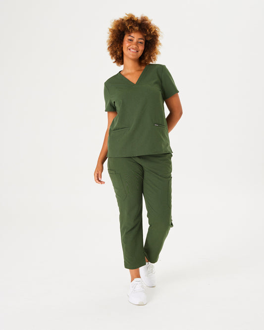 CLARISSA Skinny Leg Scrub Pants - Combat Khaki | SLTECH™