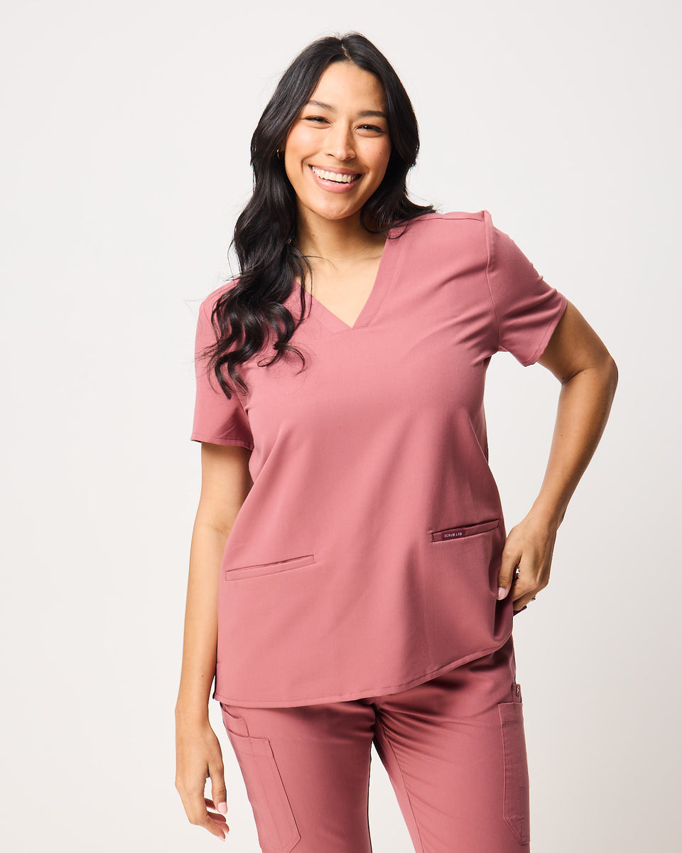 ELIZABETH Mauve Two Pocket Scrub Top – Scrub Lab - Premium Medical Apparel