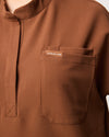MABEL Mandarin Collar Scrub Top - Pecan Brown | SLTECH™