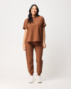 MABEL Mandarin Collar Scrub Top - Pecan Brown | SLTECH™