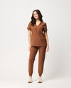 FLORENCE Three Chest Pocket Scrub Top - Pecan Brown | SLTECH™